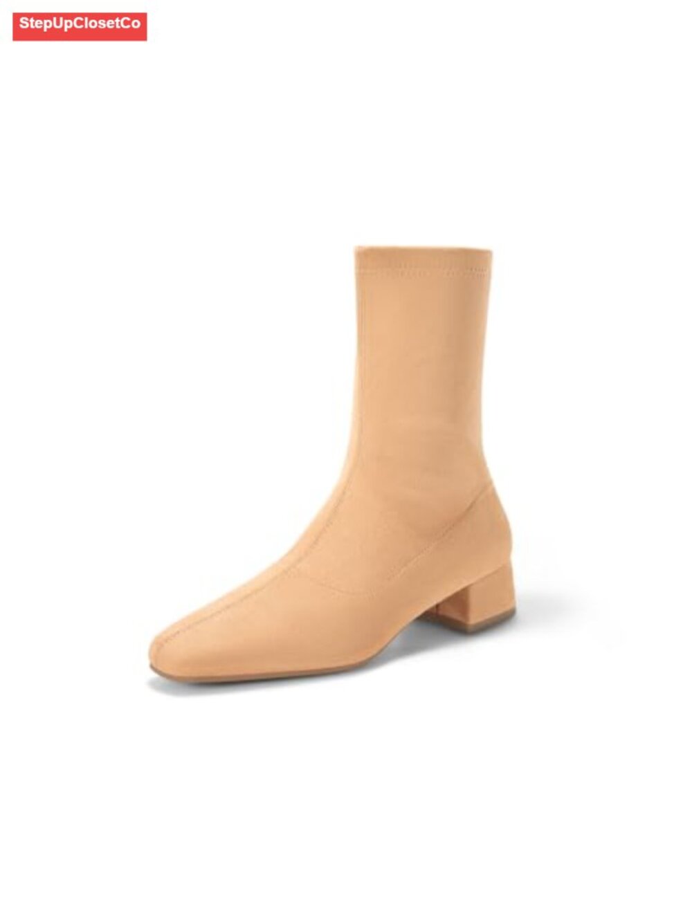 Women's Faux Suede Square Toe Ankle Boots, Low Block Heel Zip Booties